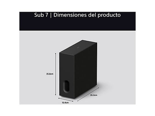 Subwoofer - Sony BRAVIA Theatre Sub 7, 100 W, Inalámbrico, Graves profundos, Fácil configuración/control, Compacto, Diseño de 2 posiciones, SW7, Negro