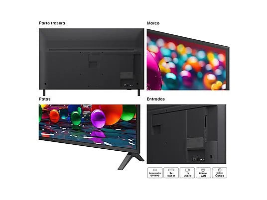 TV LED 43 - LG 43UA75006LA, UHD 4K, Procesador Inteligente α7 AI Processor 4K Gen8, Smart TV, DVB-T2 (H.265), Charcoal Black