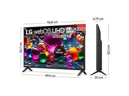TV LED 43 - LG 43UA75006LA, UHD 4K, Procesador Inteligente α7 AI Processor 4K Gen8, Smart TV, DVB-T2 (H.265), Charcoal Black