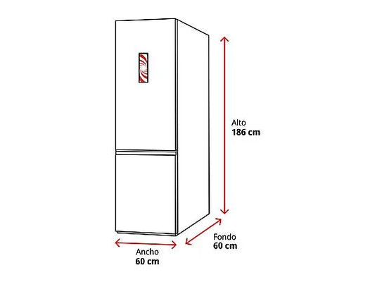 Frigorífico combi - Jocel JC293ID, No Frost, 186 cm, 291 l, Inox