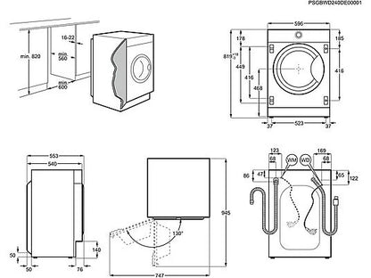 Lavadora integrable - AEG LFN7G8434F, 8 kg, 1400 rpm, Tecnología ProSense, Función Vapor, Sin panelar