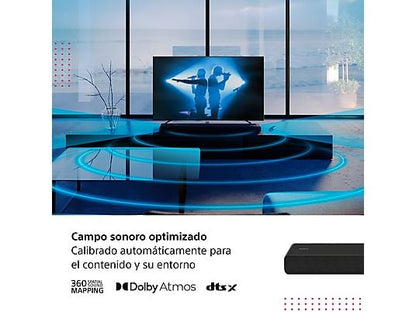 Barra de sonido - Sony HT-A3000, 3.1 Canales, Dolby Atmos, Bluetooth, Wifi, Subwoofer integrado, 250 W, Alexa, Google Home, Negro