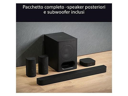 Barra de sonido - SONY HTS60.CEL, Bluetooth, Subwoofer Inalámbrico, 1000 W, Negro