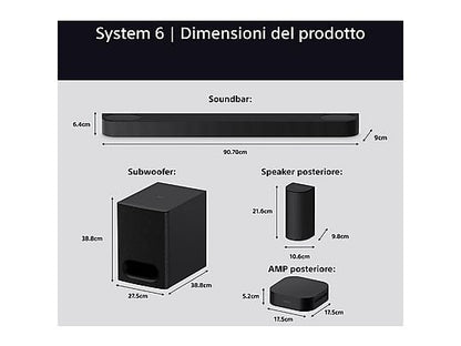 Barra de sonido - SONY HTS60.CEL, Bluetooth, Subwoofer Inalámbrico, 1000 W, Negro
